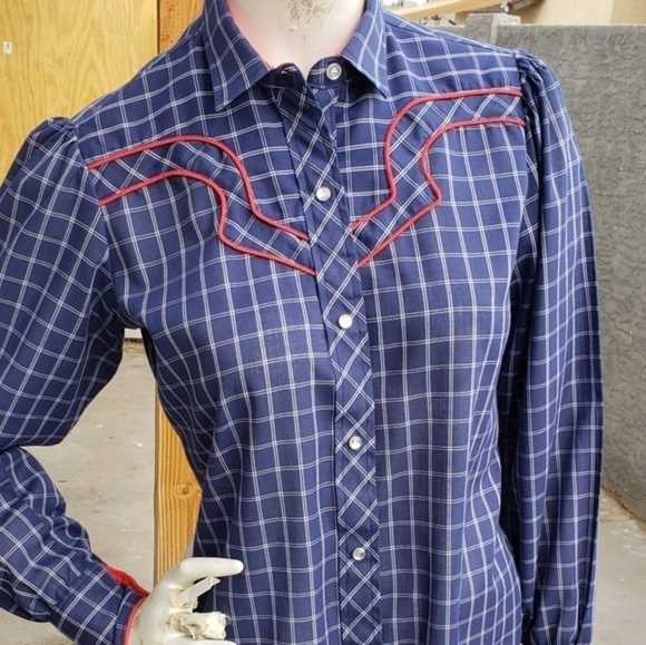 70s Vintage Kenny Rogers‎ Western Plaid Snap Button Shirt - Picture 8 of 8